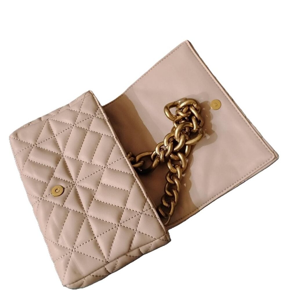 ZARA CLUTGH & MINI SHOUDER BAG LIGTH ROSE CREAMS QUILTED